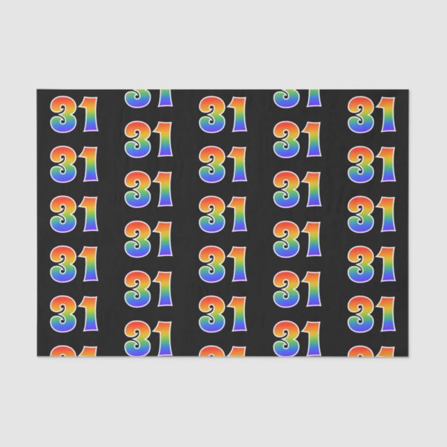 Fun Rainbow Spectrum Pattern "31" Event Number Tissue Paper (Front)