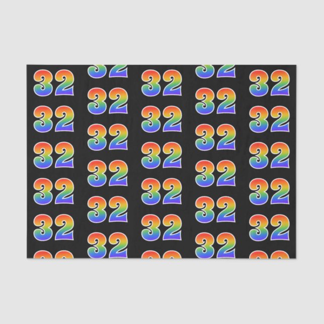 Fun Rainbow Spectrum Pattern "32" Event Number Tissue Paper (Front)