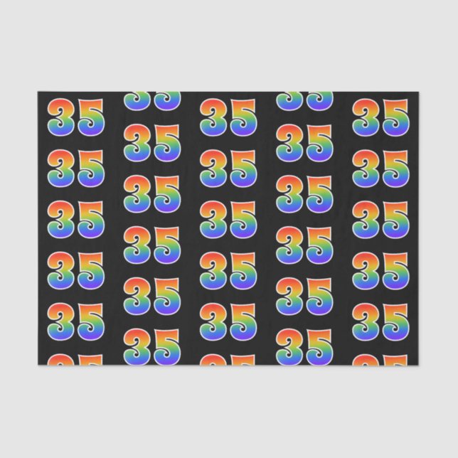 Fun Rainbow Spectrum Pattern "35" Event Number Tissue Paper (Front)