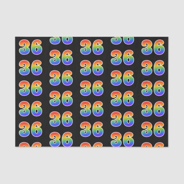 Fun Rainbow Spectrum Pattern "36" Event Number Tissue Paper (Front)