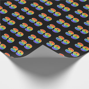 Fun Rainbow Spectrum Pattern "39" Event Number Wrapping Paper