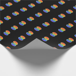 Fun Rainbow Spectrum Pattern "3" Event Number Wrapping Paper