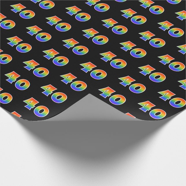 Fun Rainbow Spectrum Pattern "40" Event Number Wrapping Paper (Corner)