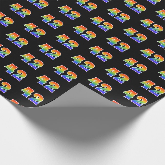 Fun Rainbow Spectrum Pattern "42" Event Number Wrapping Paper (Corner)