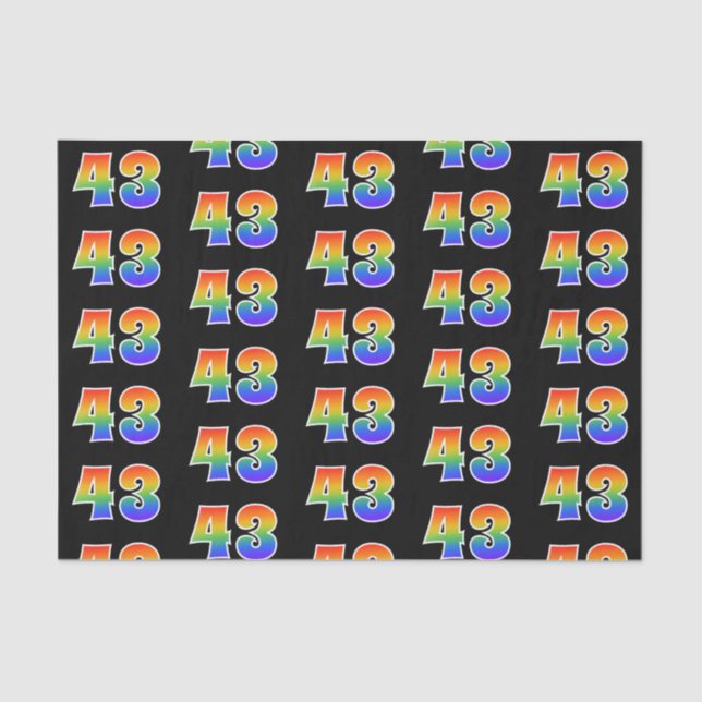 Fun Rainbow Spectrum Pattern "43" Event Number Tissue Paper (Front)