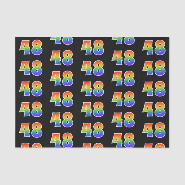 Fun Rainbow Spectrum Pattern "48" Event Number Tissue Paper (Front)