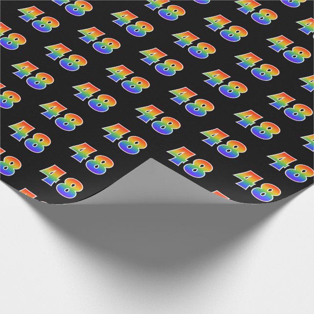 Fun Rainbow Spectrum Pattern "48" Event Number Wrapping Paper (Corner)