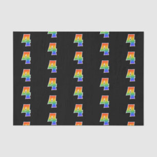 Fun Rainbow Spectrum Pattern "4" Event Number Tissue Paper