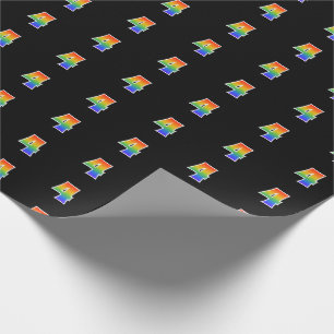 Fun Rainbow Spectrum Pattern "4" Event Number Wrapping Paper