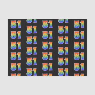Fun Rainbow Spectrum Pattern "51" Event Number Tissue Paper