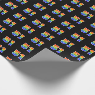 Fun Rainbow Spectrum Pattern "51" Event Number Wrapping Paper