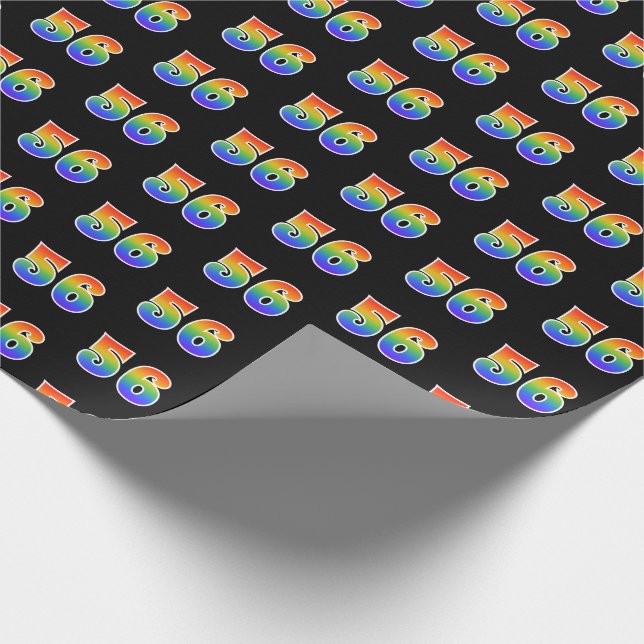 Fun Rainbow Spectrum Pattern "56" Event Number Wrapping Paper (Corner)