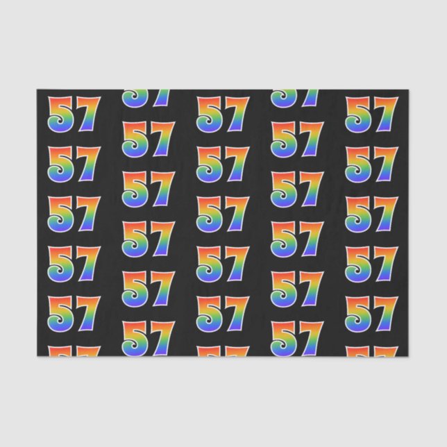 Fun Rainbow Spectrum Pattern "57" Event Number Tissue Paper (Front)