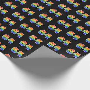 Fun Rainbow Spectrum Pattern "64" Event Number Wrapping Paper