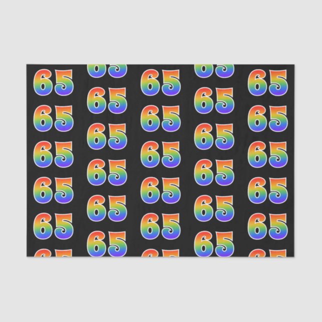 Fun Rainbow Spectrum Pattern "65" Event Number Tissue Paper (Front)