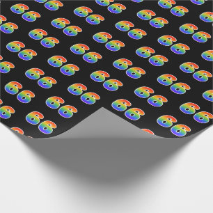 Fun Rainbow Spectrum Pattern "66" Event Number Wrapping Paper