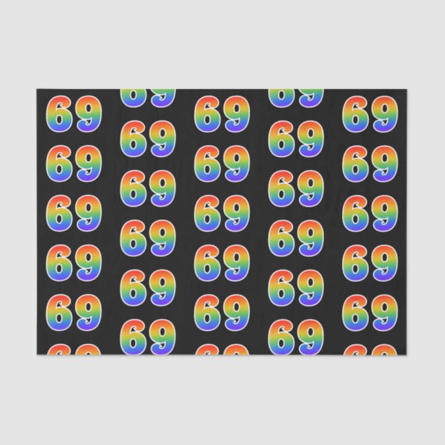 Fun Rainbow Spectrum Pattern "69" Event Number Tissue Paper (Front)