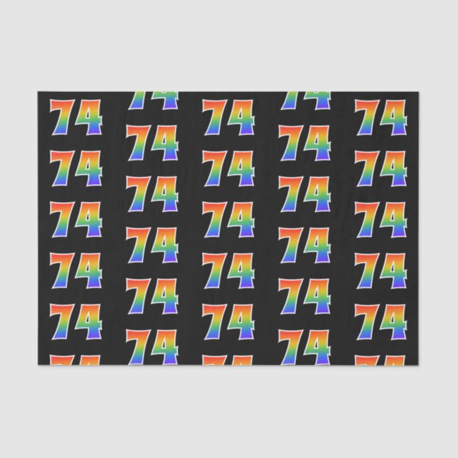 Fun Rainbow Spectrum Pattern "74" Event Number Tissue Paper (Front)