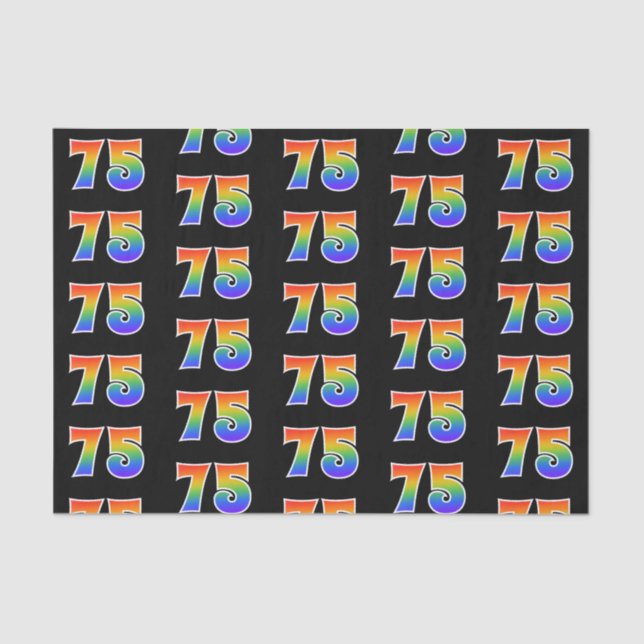 Fun Rainbow Spectrum Pattern "75" Event Number Tissue Paper (Front)