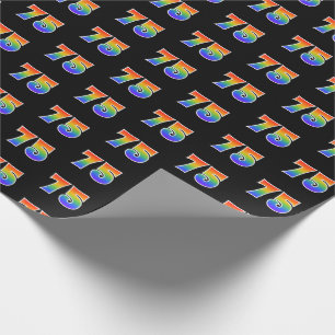 Fun Rainbow Spectrum Pattern "75" Event Number Wrapping Paper