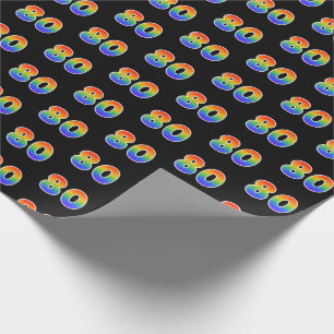 Fun Rainbow Spectrum Pattern "80" Event Number Wrapping Paper