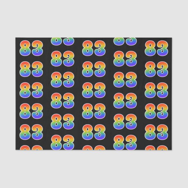 Fun Rainbow Spectrum Pattern "83" Event Number Tissue Paper (Front)