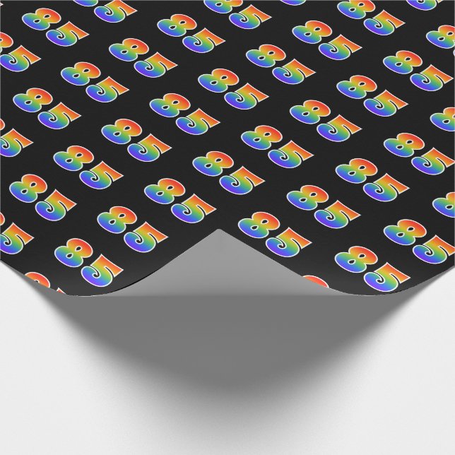 Fun Rainbow Spectrum Pattern "85" Event Number Wrapping Paper (Corner)