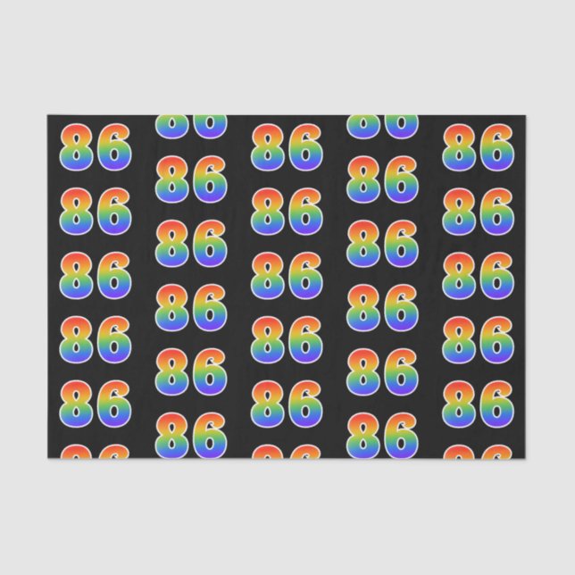 Fun Rainbow Spectrum Pattern "86" Event Number Tissue Paper (Front)
