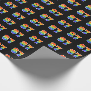 Fun Rainbow Spectrum Pattern "87" Event Number Wrapping Paper