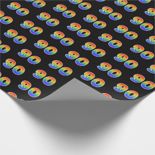 Fun Rainbow Spectrum Pattern "90" Event Number Wrapping Paper