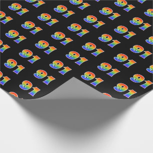 Fun Rainbow Spectrum Pattern "91" Event Number Wrapping Paper
