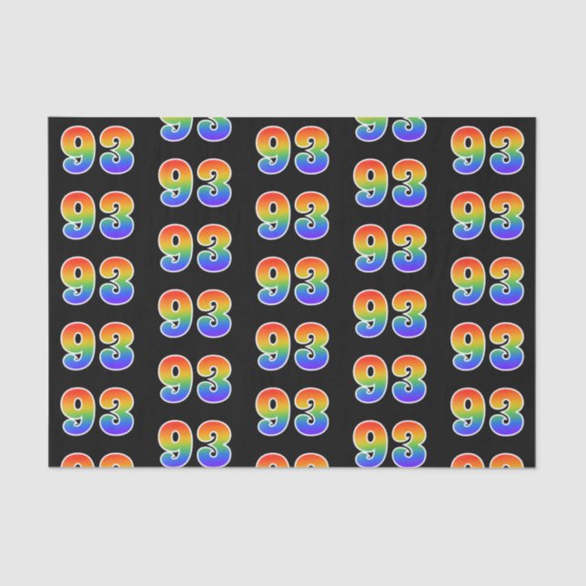 Fun Rainbow Spectrum Pattern "93" Event Number Tissue Paper (Front)