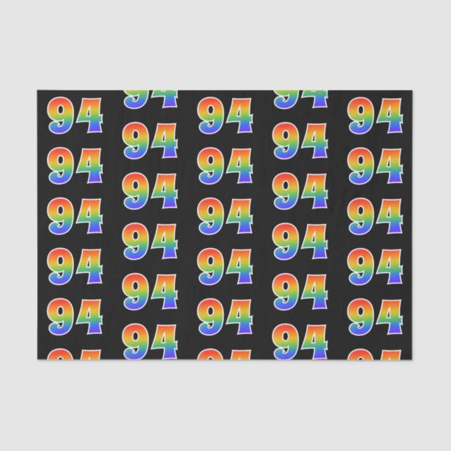 Fun Rainbow Spectrum Pattern "94" Event Number Tissue Paper (Front)