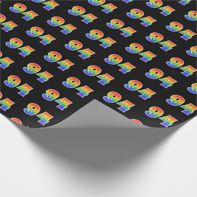 Fun Rainbow Spectrum Pattern "94" Event Number Wrapping Paper (Corner)
