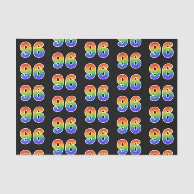Fun Rainbow Spectrum Pattern "96" Event Number Tissue Paper (Front)