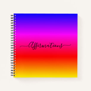 Fun Rainbow with Black Typography Affirmations Notebook