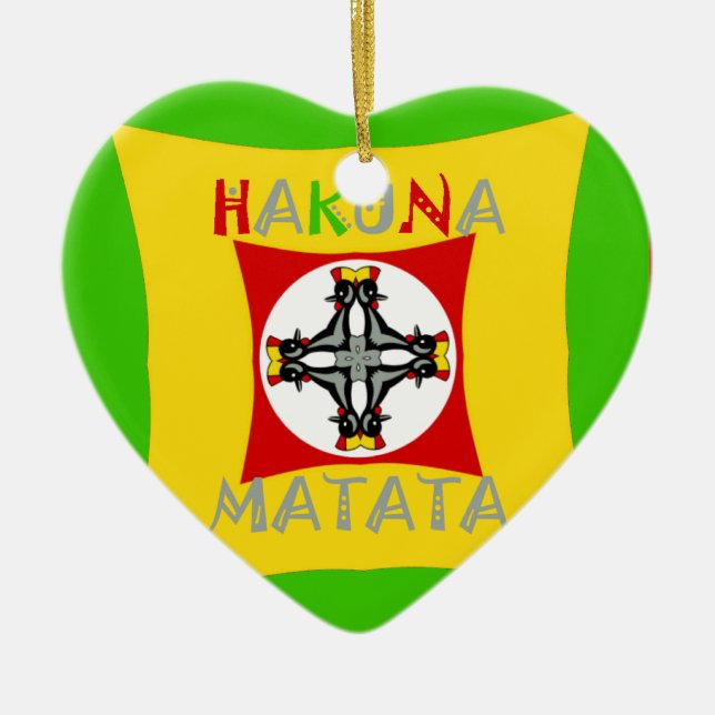 Fun Rasta Colour Red Golden Green Ceramic Ornament (Front)