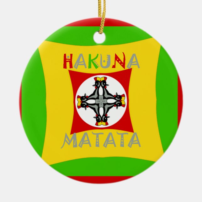 Fun Rasta Colour Red Golden Green Ceramic Ornament (Front)