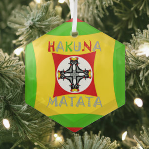 Fun Rasta Colour Red Golden Green Glass Ornament