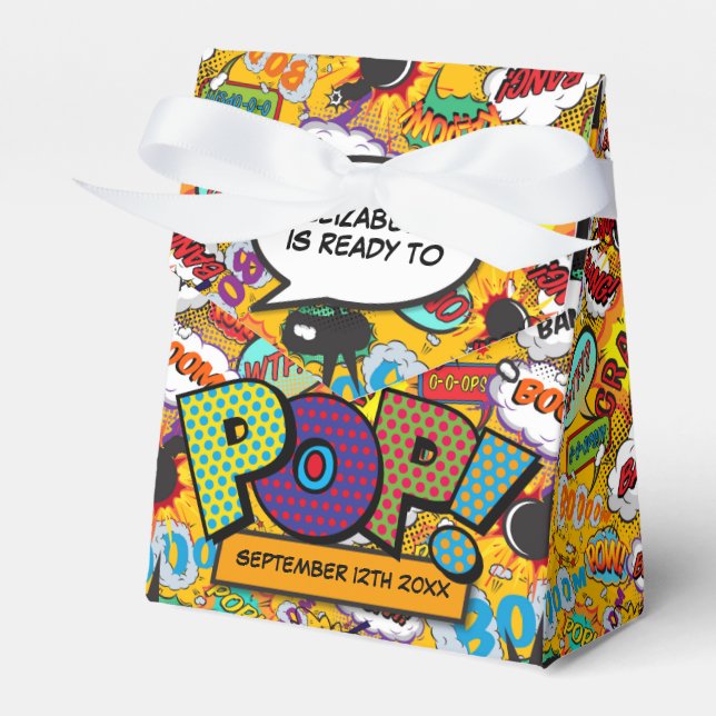 Fun Ready To Pop Comic Book Baby Shower Favor Box (Front Side)