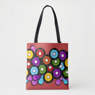 Fun Record Celebration Colourful Music Pattern Tote Bag