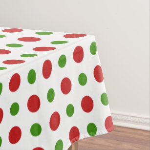 Fun red and green Christmas Polka Dots Tablecloth