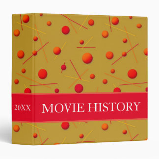 Fun Red and Orange Dots and Lines on Ochre Pattern Binder