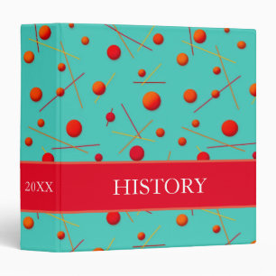 Fun Red and Orange Dots and Lines on Turquoise Binder