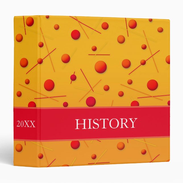 Fun Red and Orange Dots and Lines Yellos Pattern Binder (Front/Spine)