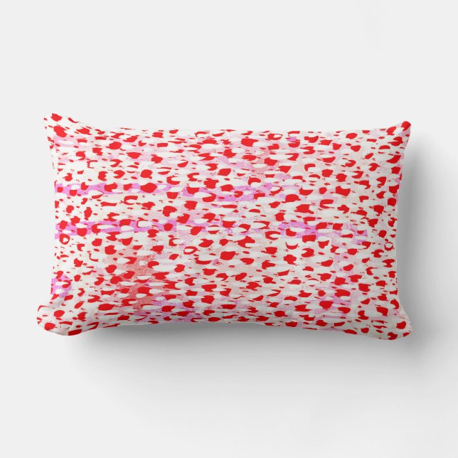 fun red and white painted pattern design  lumbar pillow (Front)
