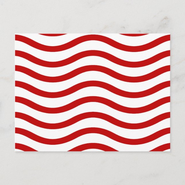 Fun Red and White Wavy Lines Stripes Pattern Gifts Postcard (Front)