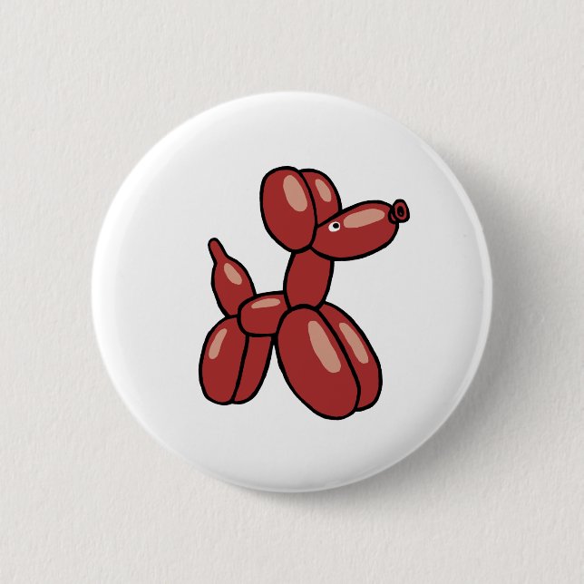 Fun, red balloon dog design 2 inch round button (Front)