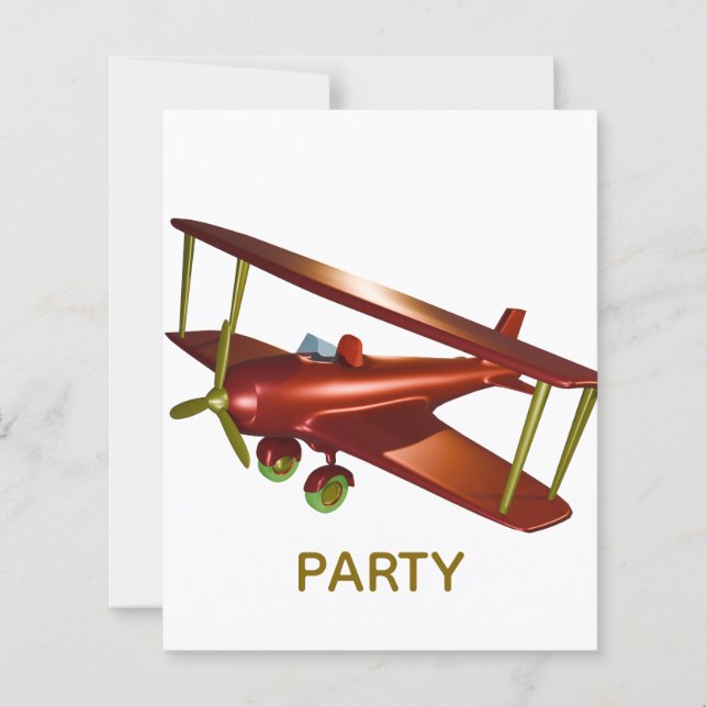 Fun Red Bi-plane Aviation Aerospace Flight (Front)