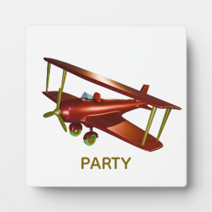Fun Red Bi-plane Aviation Aerospace Flight Plaque